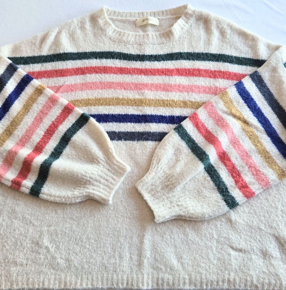A Beautiful Soul Striped Sweater Balloon Sleeve Size 3X 22/24 - Picture 3 of 8